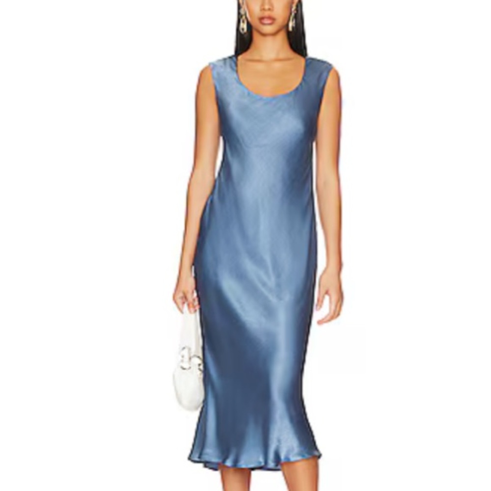 Elegant Blue Satin Dress